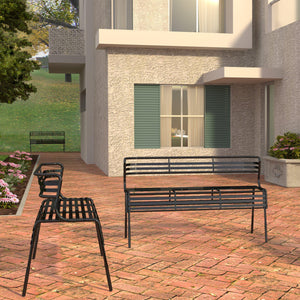 CoGo™ Steel Outdoor/Indoor Bench with Back, Red