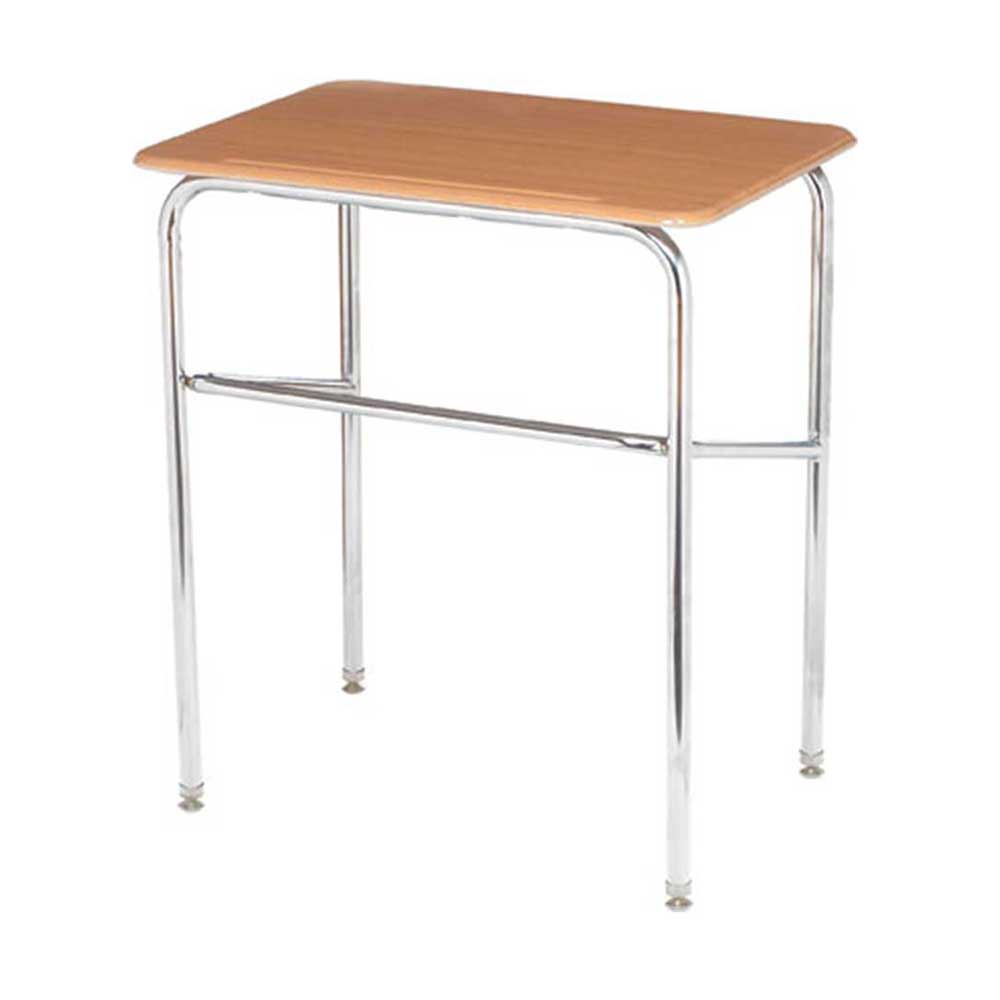 Study Top Adjustable Height Desk, 18" x 24" Solid Hard Plastic Oak Top, Chrome Frame - QUICK SHIP