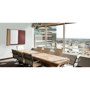 Magnetic Porcelain Whiteboard Cabinet with Cork Interior Doors, 4'H x 4'W