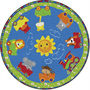 Cutie Nursery School Rugs-Classroom Rugs & Carpets-Train-5' Round-
