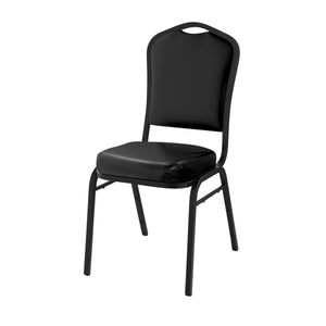 Deluxe Upholstered Silhouette Stack Chair-Chairs-Panther Black Vinyl/Black Sandtex Frame-