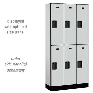Designer Wood Lockers, 12"-Wide Double Tier, 6 Feet High, 15" Deep-Lockers-3 Wide-Gray-