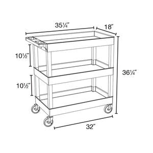 32" x 18" Plastic Tub Cart with Three Shelves