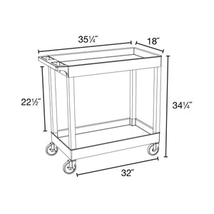 32" x 18" Plastic Tub Cart with Two Shelves