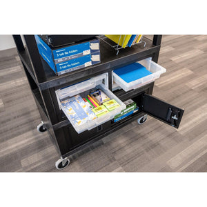 Traveling Teacher Cart with Locking Cabinet