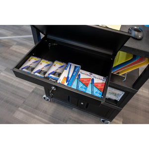 Traveling Teacher Cart with Locking Cabinet