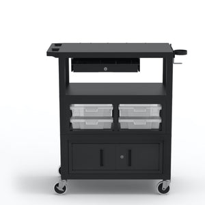 Traveling Teacher Cart with Locking Cabinet