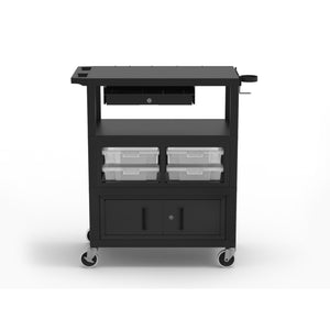 Traveling Teacher Cart with Locking Cabinet
