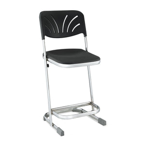 Elephant Z-Stool With Backrest, Black Seat and Chrome Frame-Stools-22"-