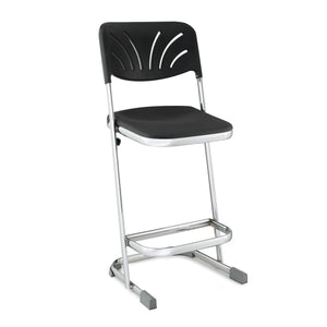 Elephant Z-Stool With Backrest, Black Seat and Chrome Frame-Stools-24"-