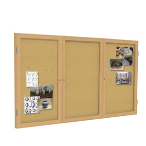 Enclosed Natural Cork Bulletin Board with Oak Wood Frame-Boards-3'H x 6'W-3-
