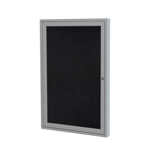 Enclosed Recycled Rubber Bulletin Board with Satin Aluminum Frame-Boards-24"H x 18"W-1-Black