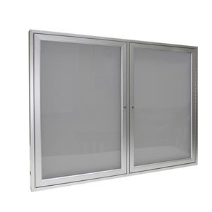 Enclosed Vinyl Bulletin Board with Satin Aluminum Frame-Boards-3'H x 4'W-2-Silver