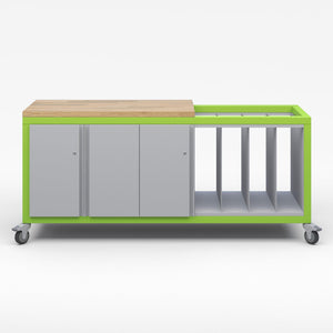Explorer Series Cargo Cart-Tables-Partial Top-1 Double Door and 1 Single Dopr Strage Modules, 1 Lrge Format Storage Module-Green Apple