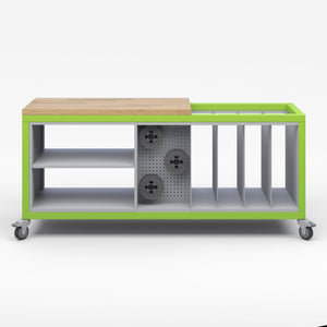 Explorer Series Cargo Cart-Tables-Partial Top-1 Double Open Storage Module, 1 Peg Board Storage Module, 1 Large Format Storage Module-Green Apple