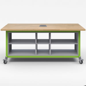 Explorer Series Maker Tables with Power-Tables-1 Single Open and 2 Double Open Storage Modules-Green Apple-
