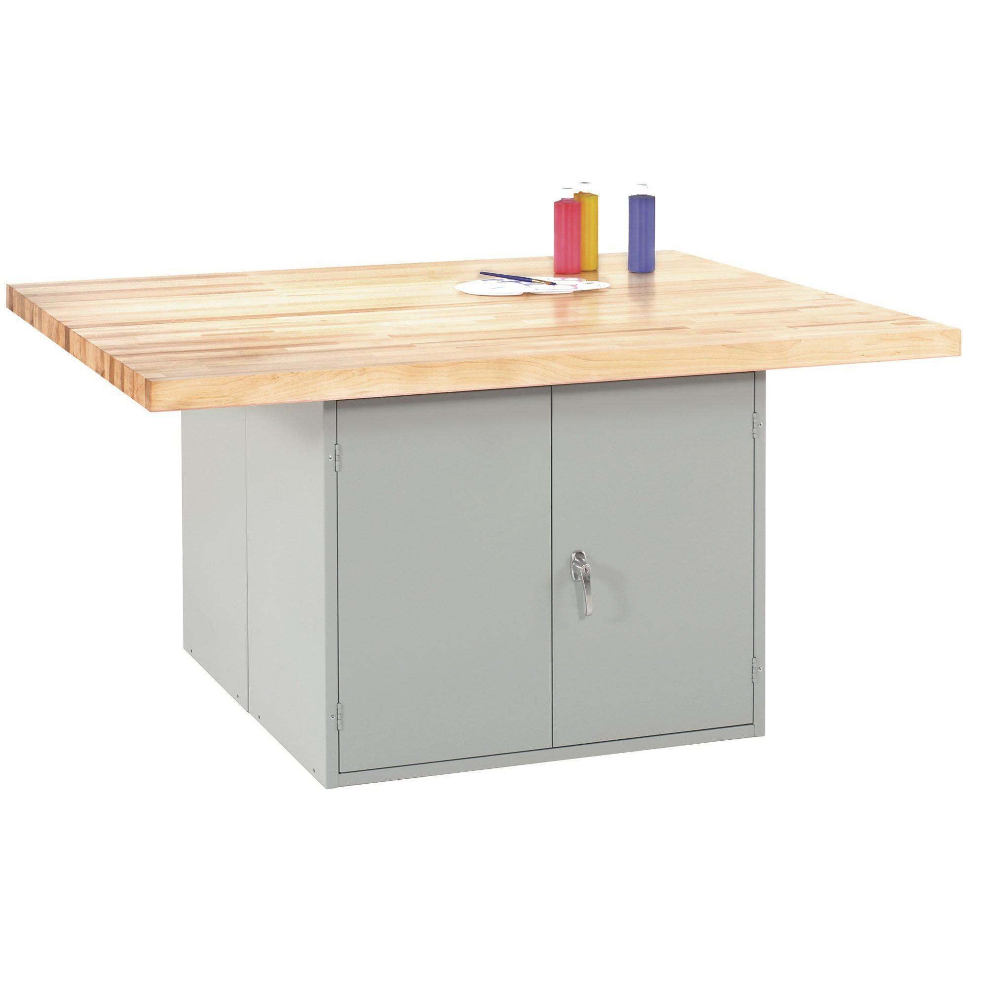 Four-Station Steel Workbench with 2 Door Units-0-
