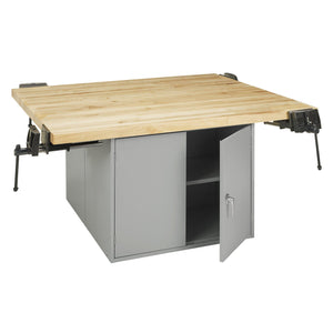 Four-Station Steel Workbench with 2 Door Units-4-