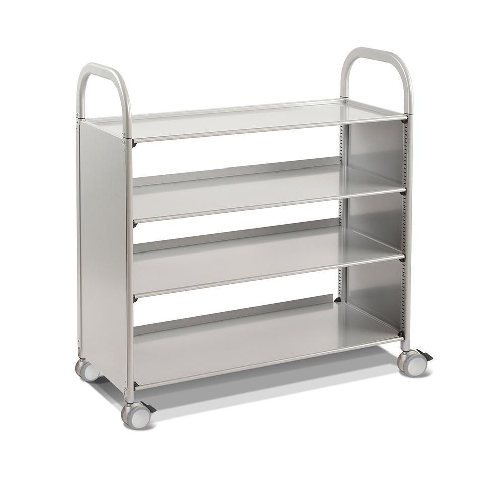 Callero Plus Flat Shelf Cart In Silver With Casters, FREE SHIPPING