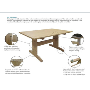 Art Table, 42" x 60" Maple Grain Patterned HPL Top, 36" High