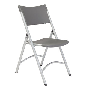 Heavy Duty Plastic Folding Chair (Carton of 4)-Chairs-Charcoal Slate Plastic/Silvertone Frame-