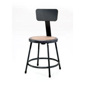 Heavy Duty Steel Stool With Backrest-Stools-18"-Black-