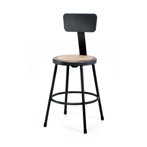 Heavy Duty Steel Stool With Backrest-Stools-24"-Black-