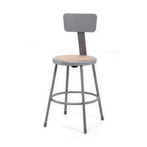 Heavy Duty Steel Stool With Backrest-Stools-24"-Grey-