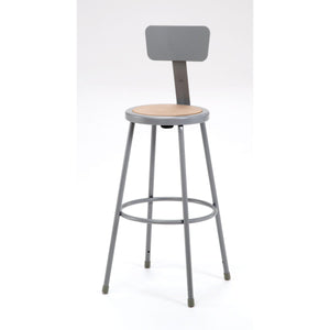 Heavy Duty Steel Stool With Backrest-Stools-30"-Black-
