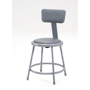 Heavy Duty Vinyl Padded Steel Stool With Backrest-Stools-Grey-18"-