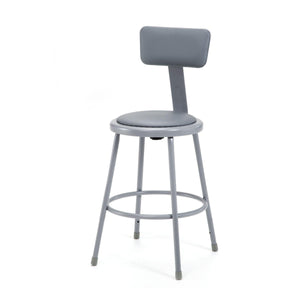 Heavy Duty Vinyl Padded Steel Stool With Backrest-Stools-Grey-24"-