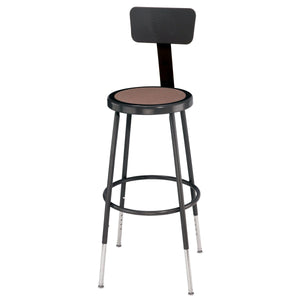 Height Adjustable Heavy Duty Steel Stool With Backrest-Stools-Black-25" - 33"-