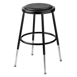 Height Adjustable Heavy Duty Vinyl Padded Steel Stool-Stools-Black-19" - 27"-