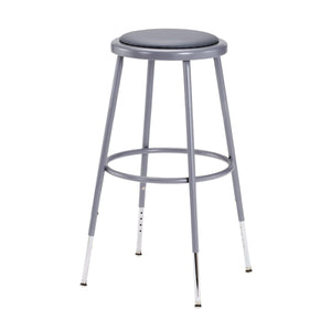 Height Adjustable Heavy Duty Vinyl Padded Steel Stool-Stools-Grey-25" - 33"-