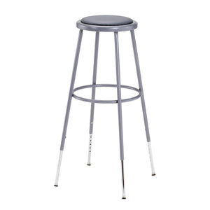 Height Adjustable Heavy Duty Vinyl Padded Steel Stool-Stools-Grey-32" - 39"-
