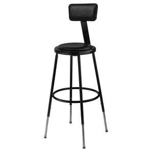 Height Adjustable Heavy Duty Vinyl Padded Steel Stool With Backrest-Stools-Black-25" - 33"-