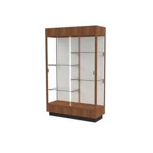 Heritage Series Lighted Floor Display Case with Hardwood Finish, 48"W x 76"H x 18"D