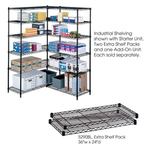 Industrial Extra Shelf Pack, 24 x 36", Black, Pack of 2