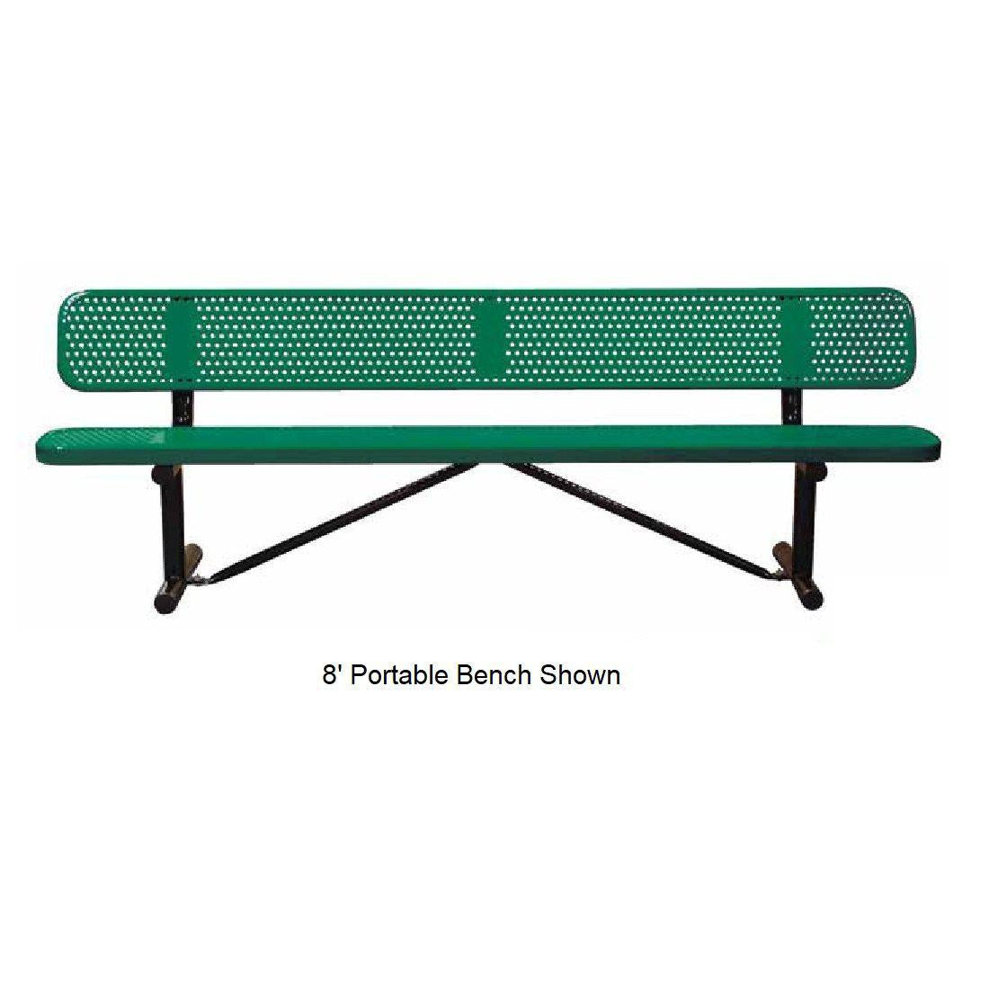 10’ Standard Perforated Bench With Back, In Ground Mount