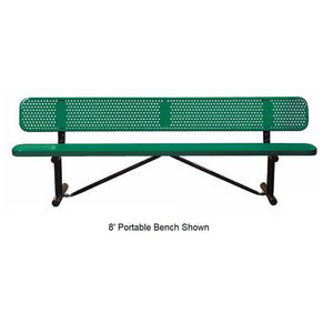 10’ Standard Perforated Metal Bench With Back, In Ground Mount