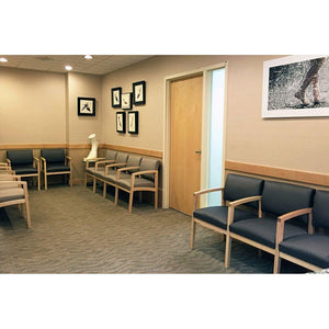 Lenox Wood Collection Reception Seating, 3 Seat Sofa with Center Arms, Designer Fabric Upholstery, FREE SHIPPING