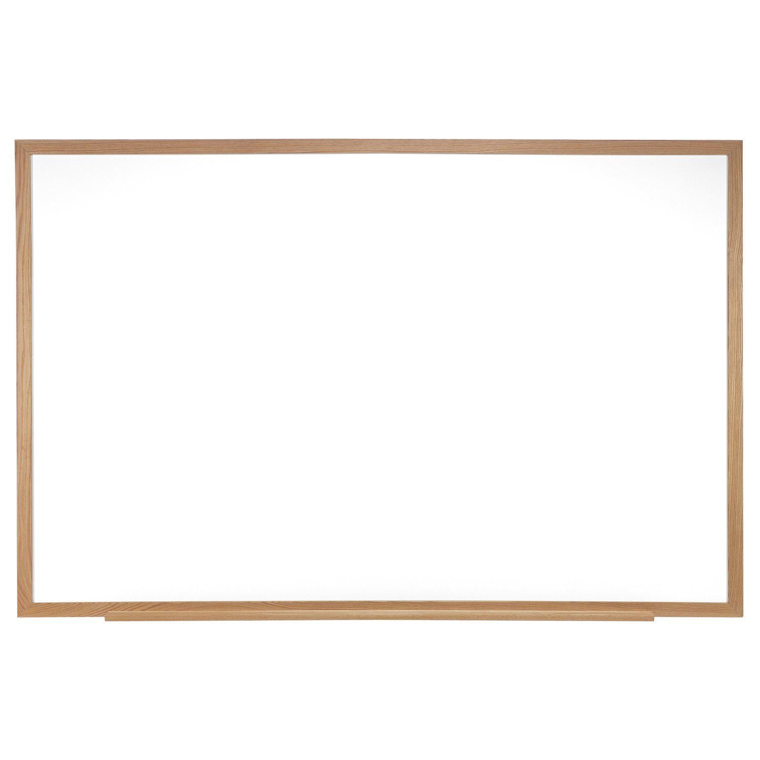 Magnetic Porcelain Whiteboard with Detachable Marker Tray, Wood Frame, 3' H x 4' W, LIFETIME WARRANTY