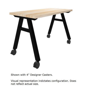 A-Frame Series Mobile Table, Maple Butcherblock Top, 48" W x 36" D x 30" H