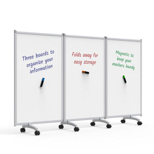 3-Panel Mobile Magnetic Whiteboard Room Divider