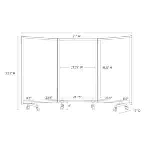 3-Panel Mobile Magnetic Whiteboard Room Divider