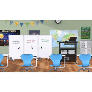 3-Panel Mobile Magnetic Whiteboard Room Divider