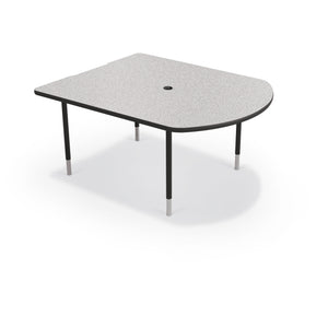 MediaSpace Small D-Shape AV Table, 5 Ft.-Tables-Grey Nebula with Black Edgeband-Black-
