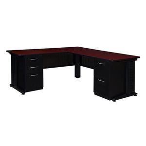 Fusion 72" Double Pedestal L-Desk with 42" Return