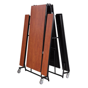 Mobile Cafeteria Table with Benches, 12'L, Particleboard Core, Vinyl T-Mold Edge, Textured Black Frame