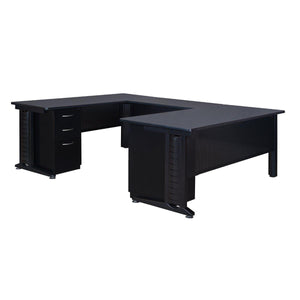 Fusion 72" Double Pedestal U-Desk with 48" Bridge